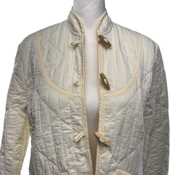 Doen Parker Quilted Jacket Women's S Barn Toggle Closure Mandarin Collar Cream - Picture 3 of 13